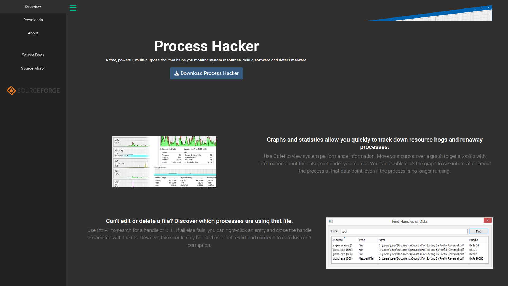 Process Hacker homepage