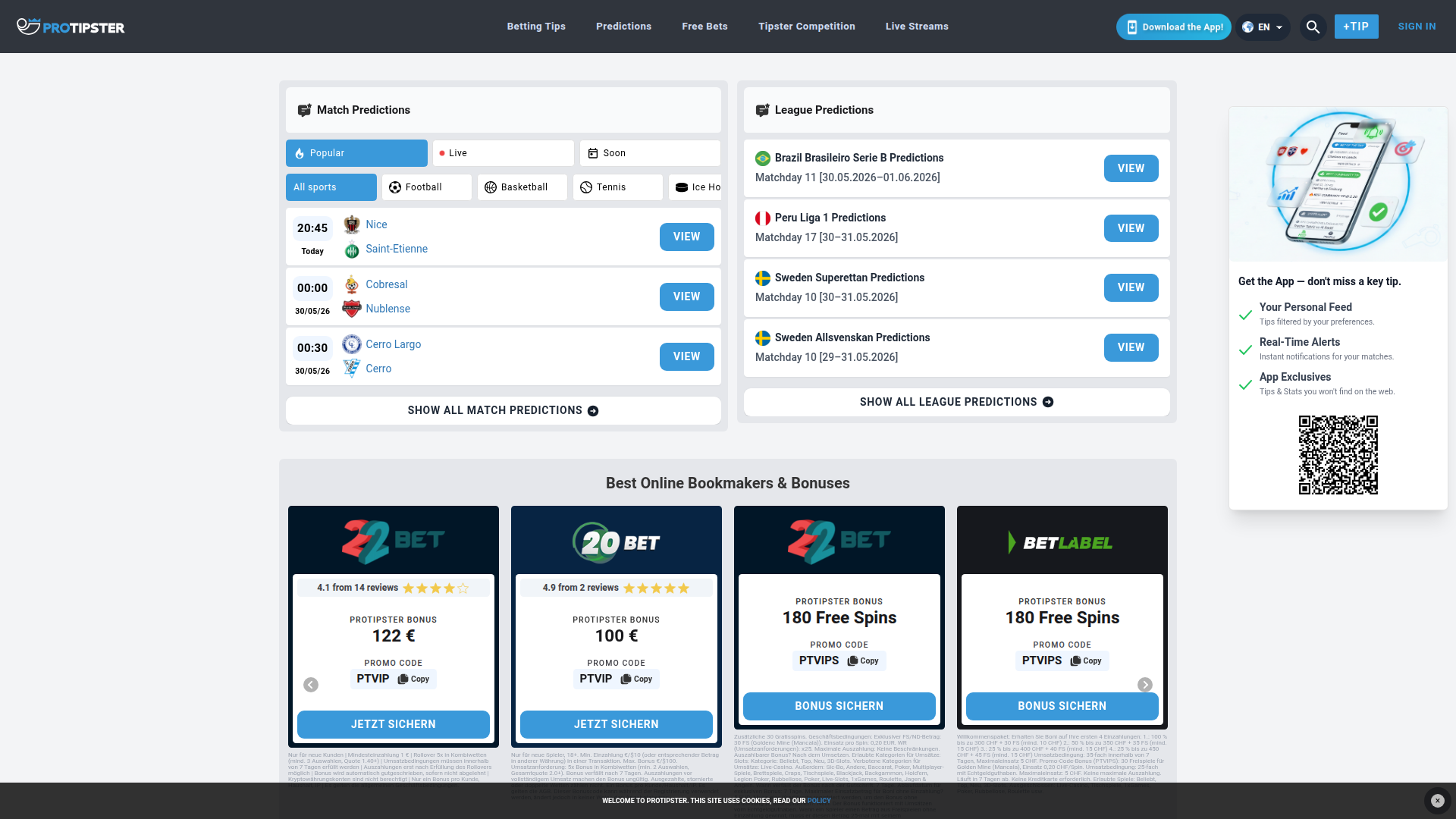ProTipster homepage