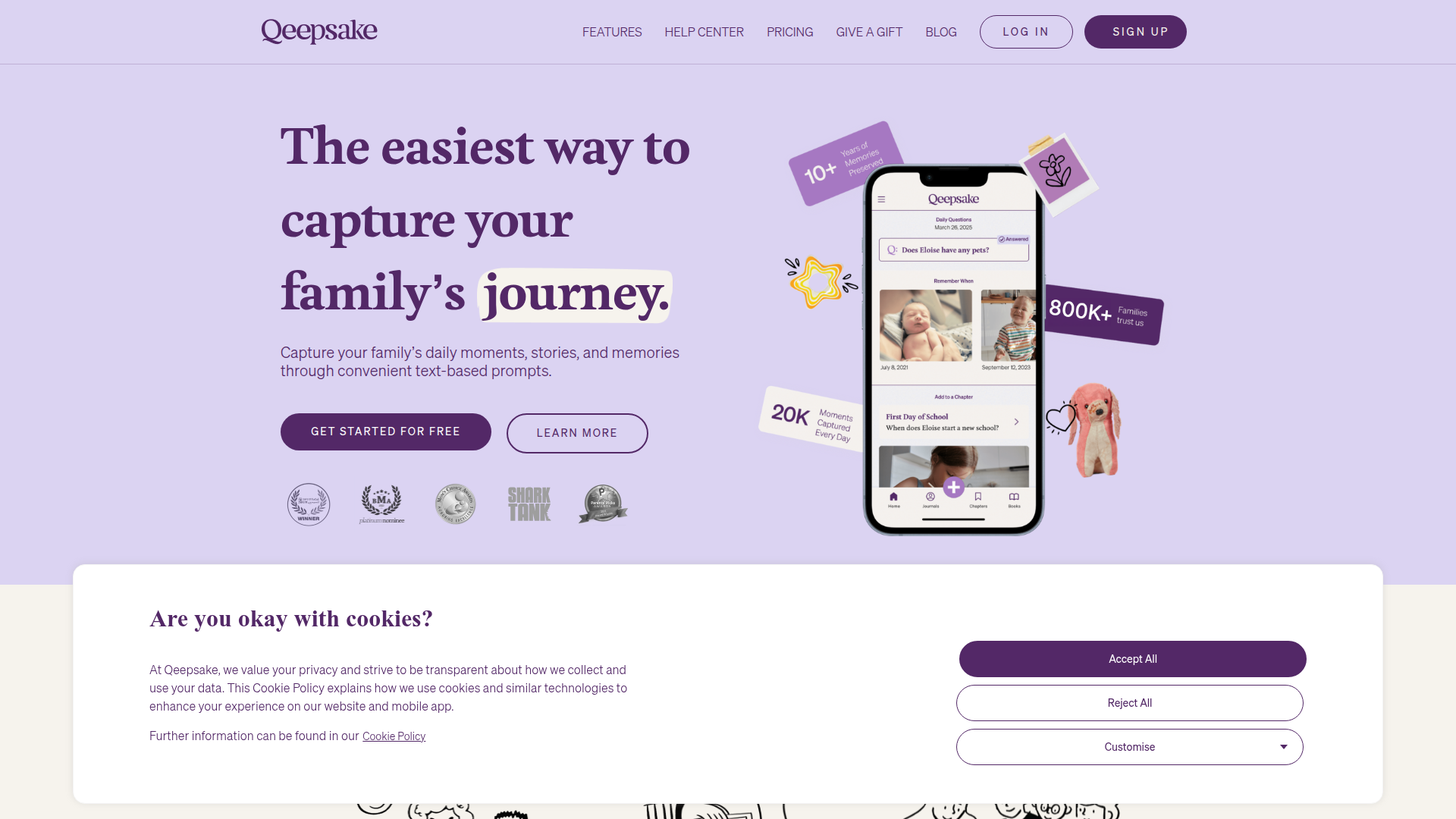 Qeepsake homepage