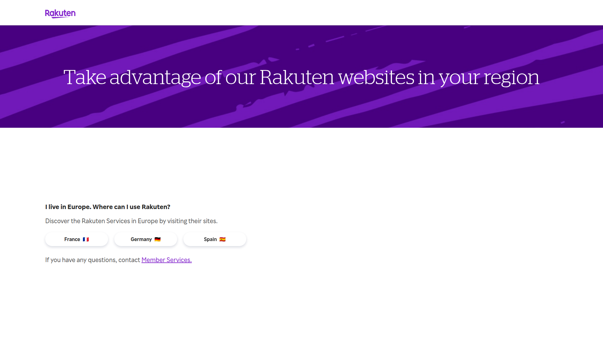 Rakuten homepage