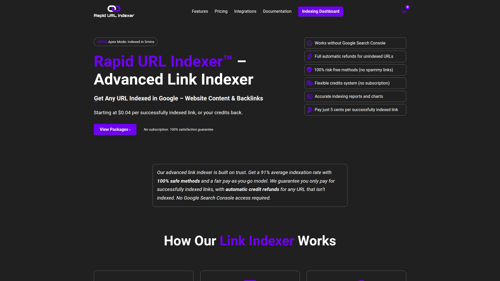 RapidURLIndexer homepage