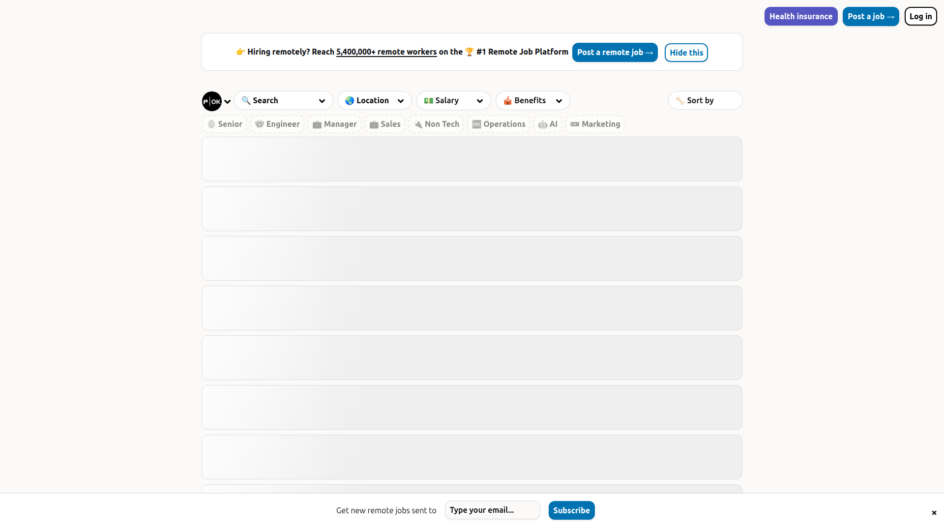 Remote OK homepage