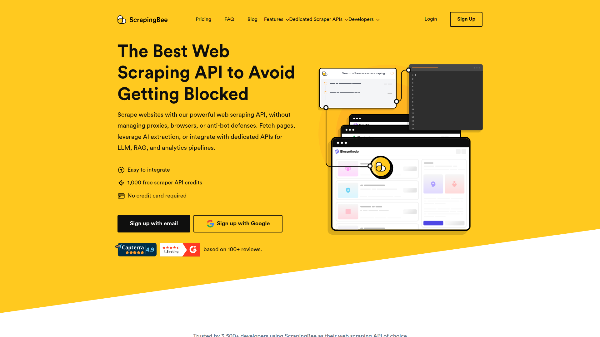 ScrapingBee homepage