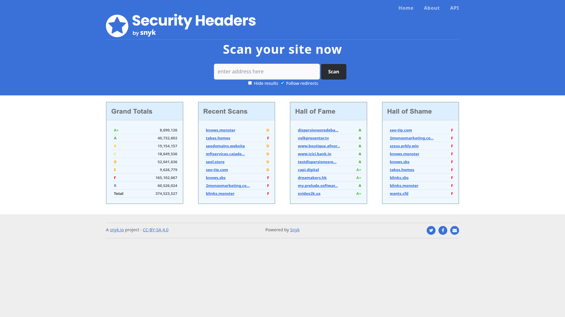 SecurityHeaders homepage