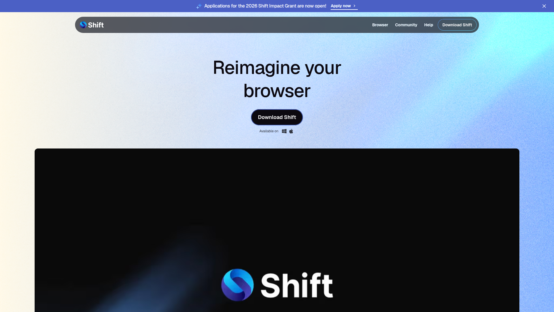 Shift homepage