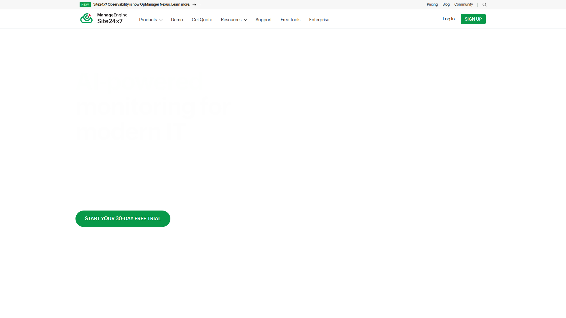 Site24x7 homepage