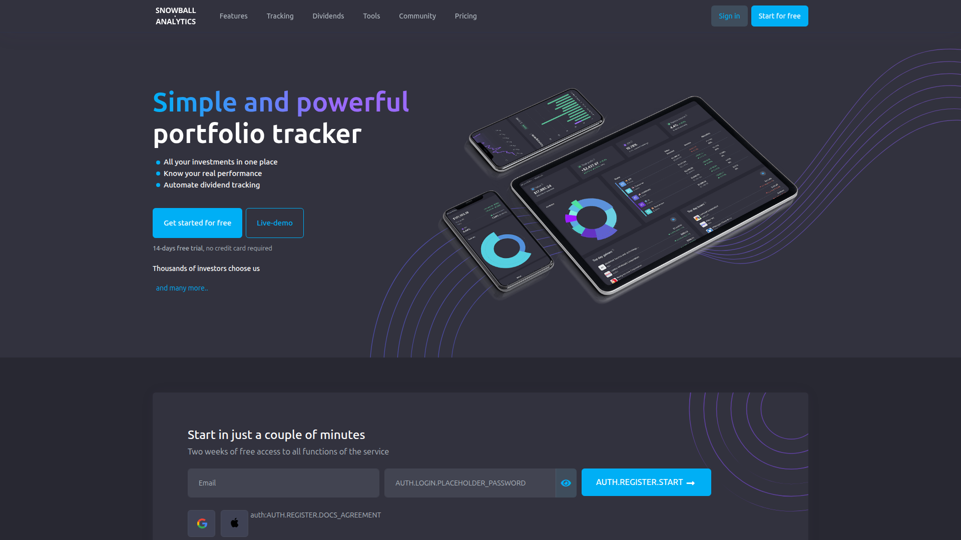 Snowball Analytics homepage