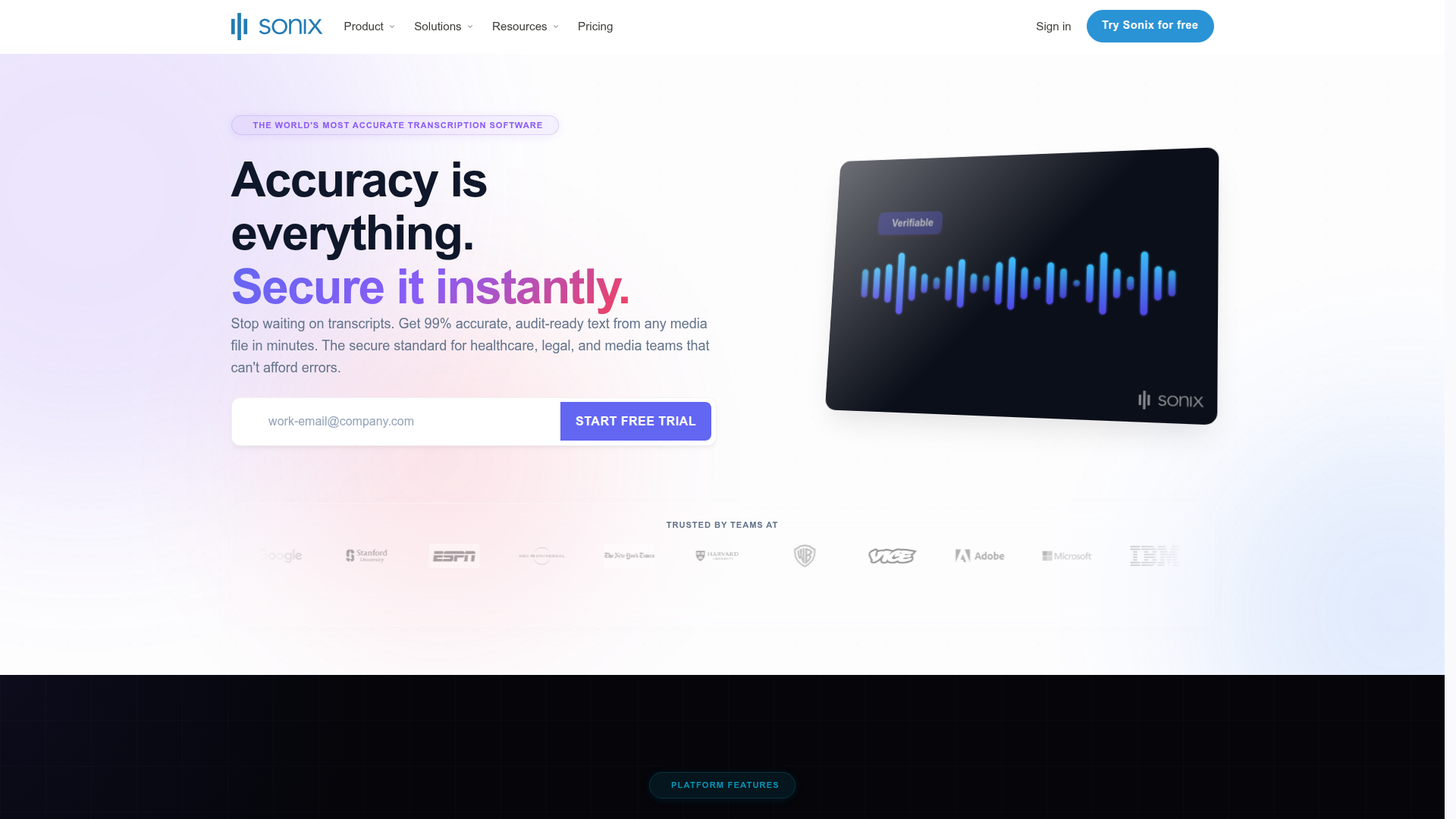 Sonix homepage