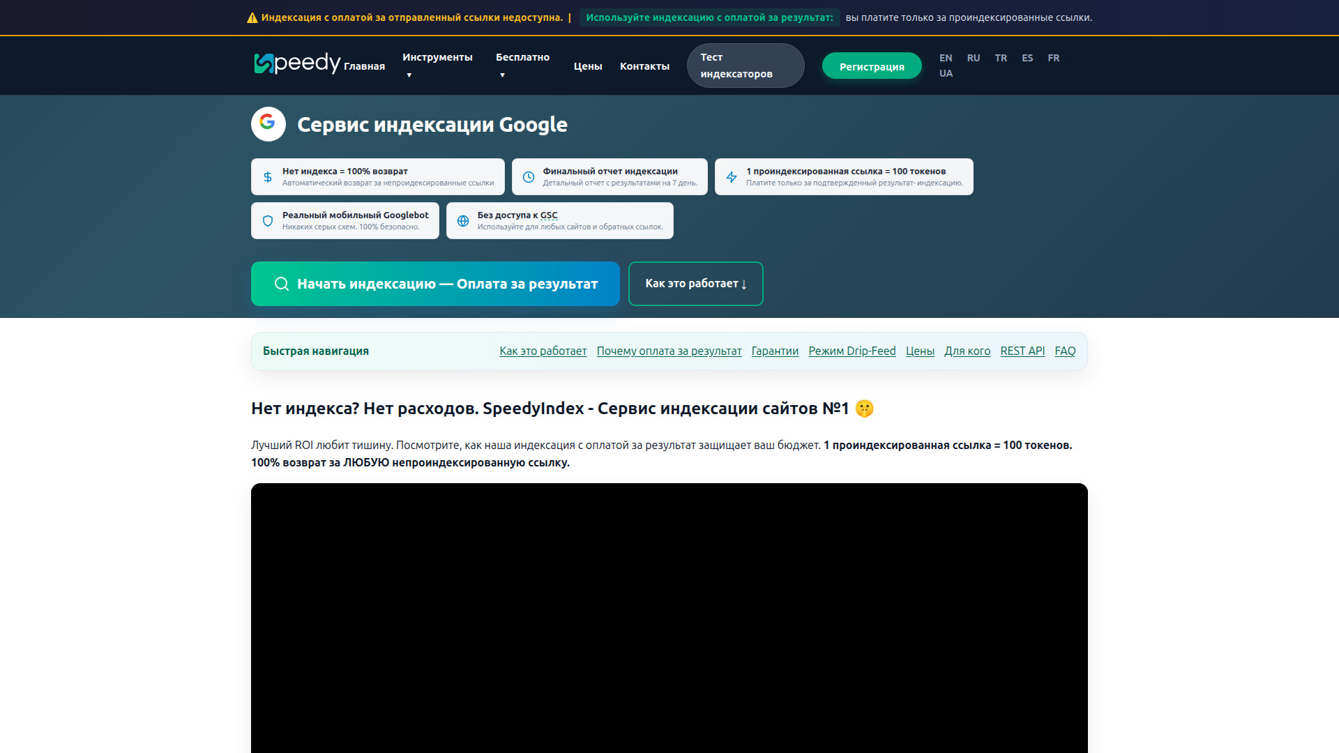 SpeedyIndex homepage