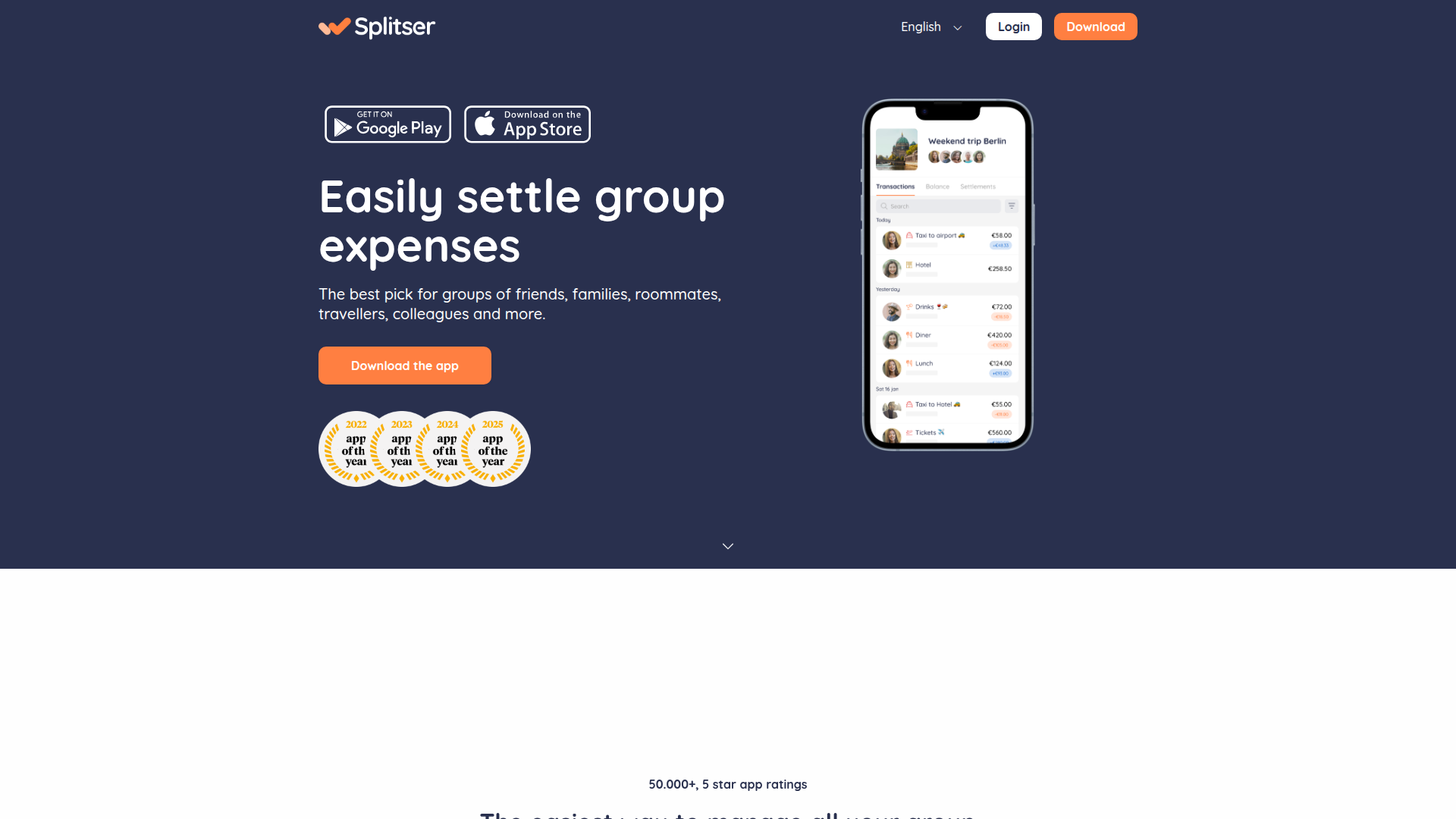 Splitser homepage