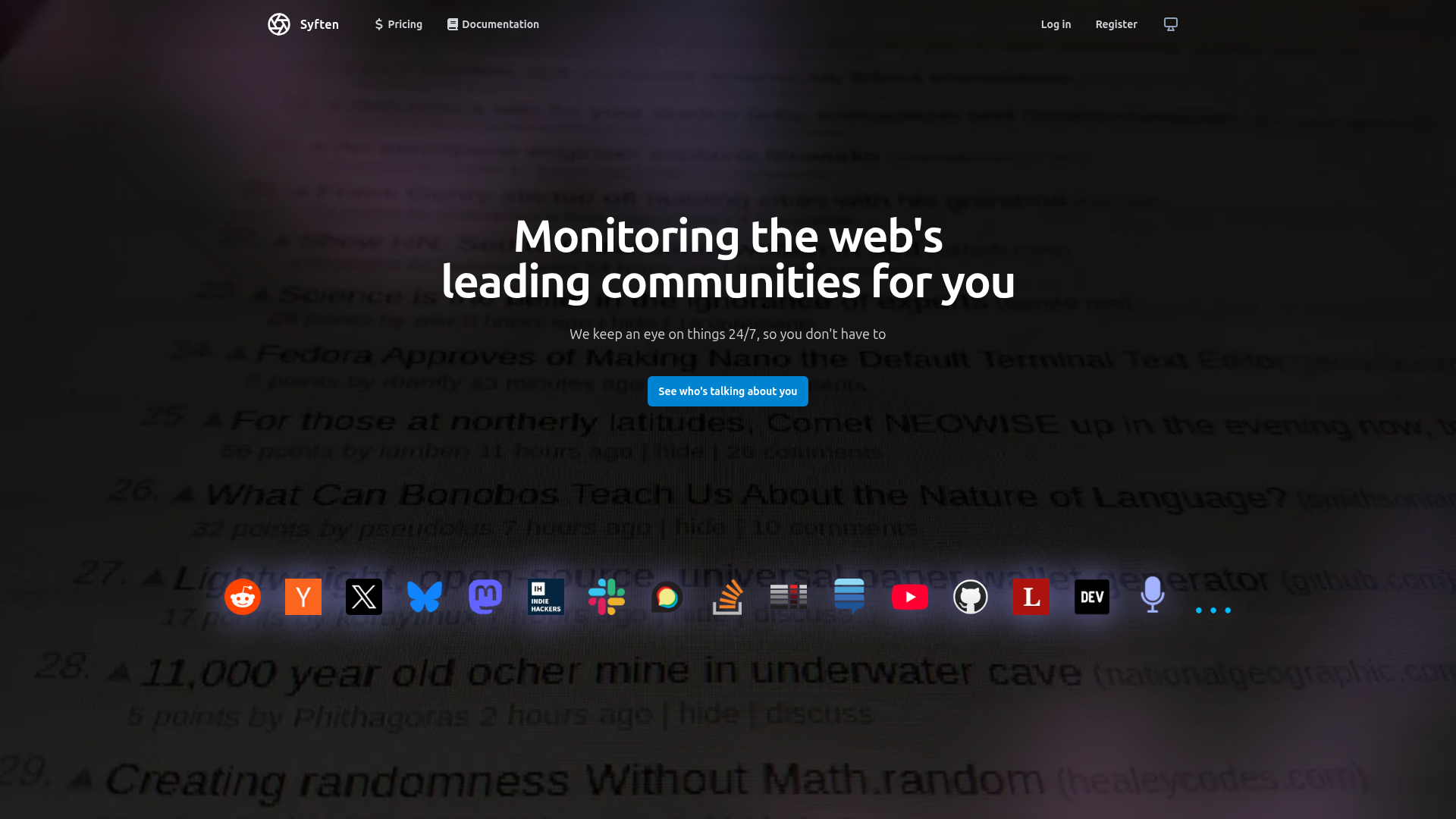 Syften homepage