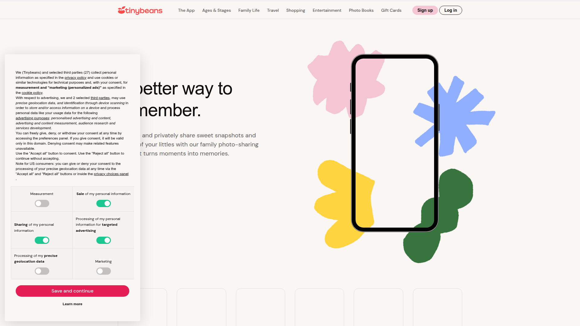 Tinybeans homepage