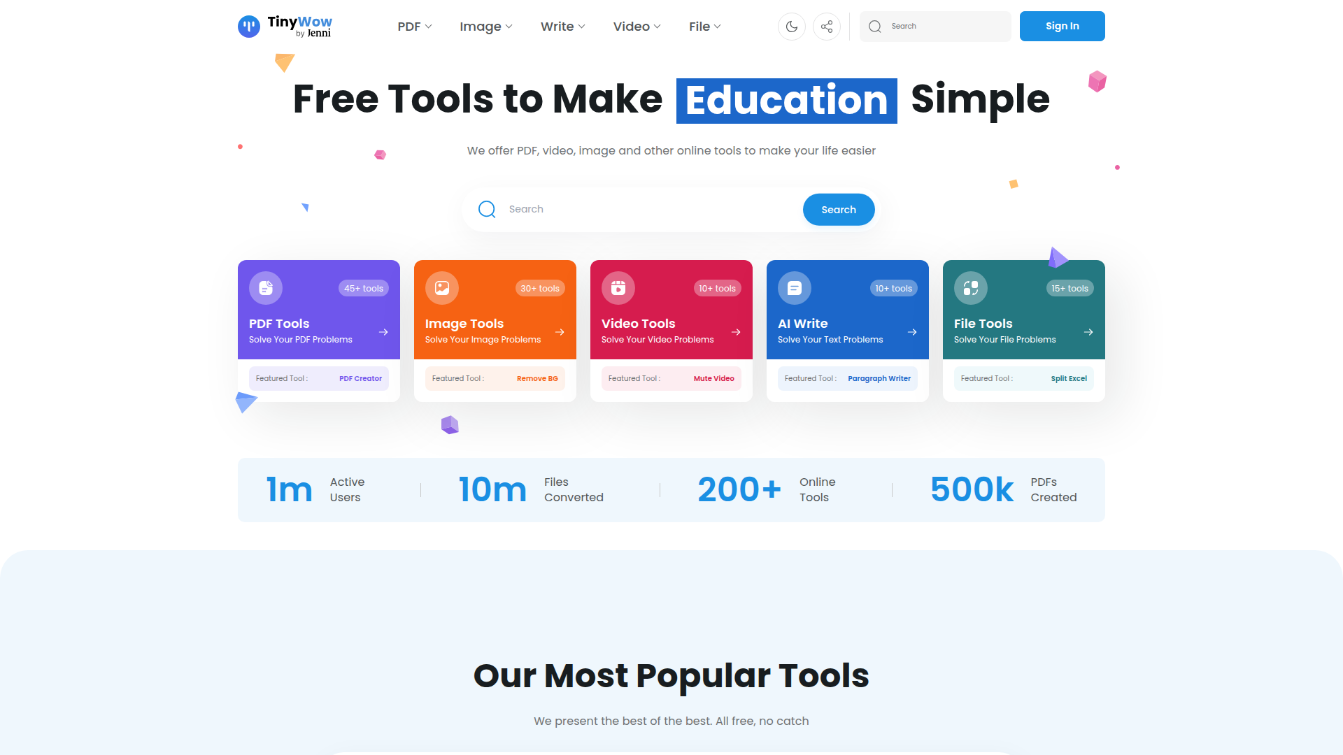 TinyWow homepage
