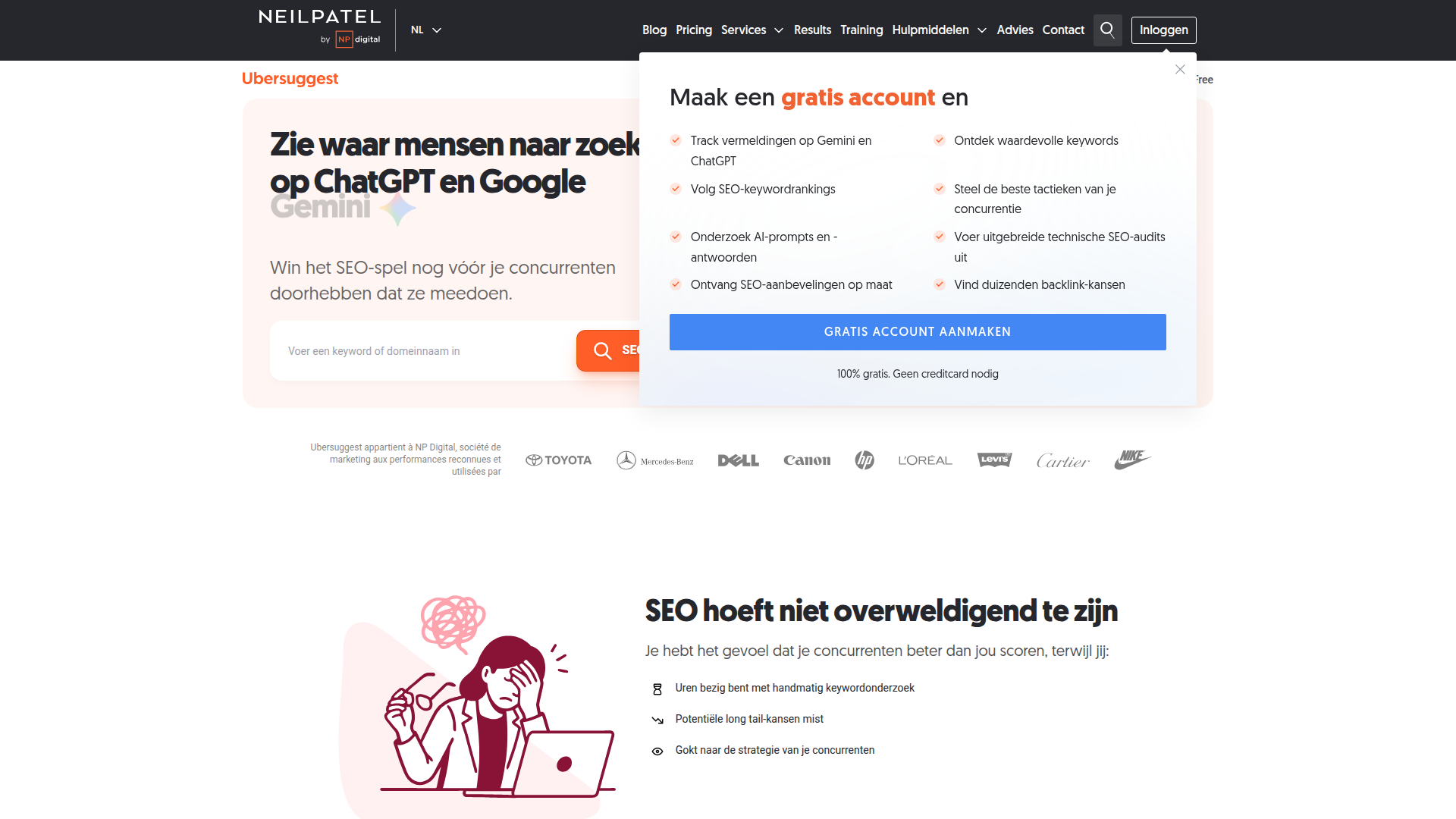 Ubersuggest homepage