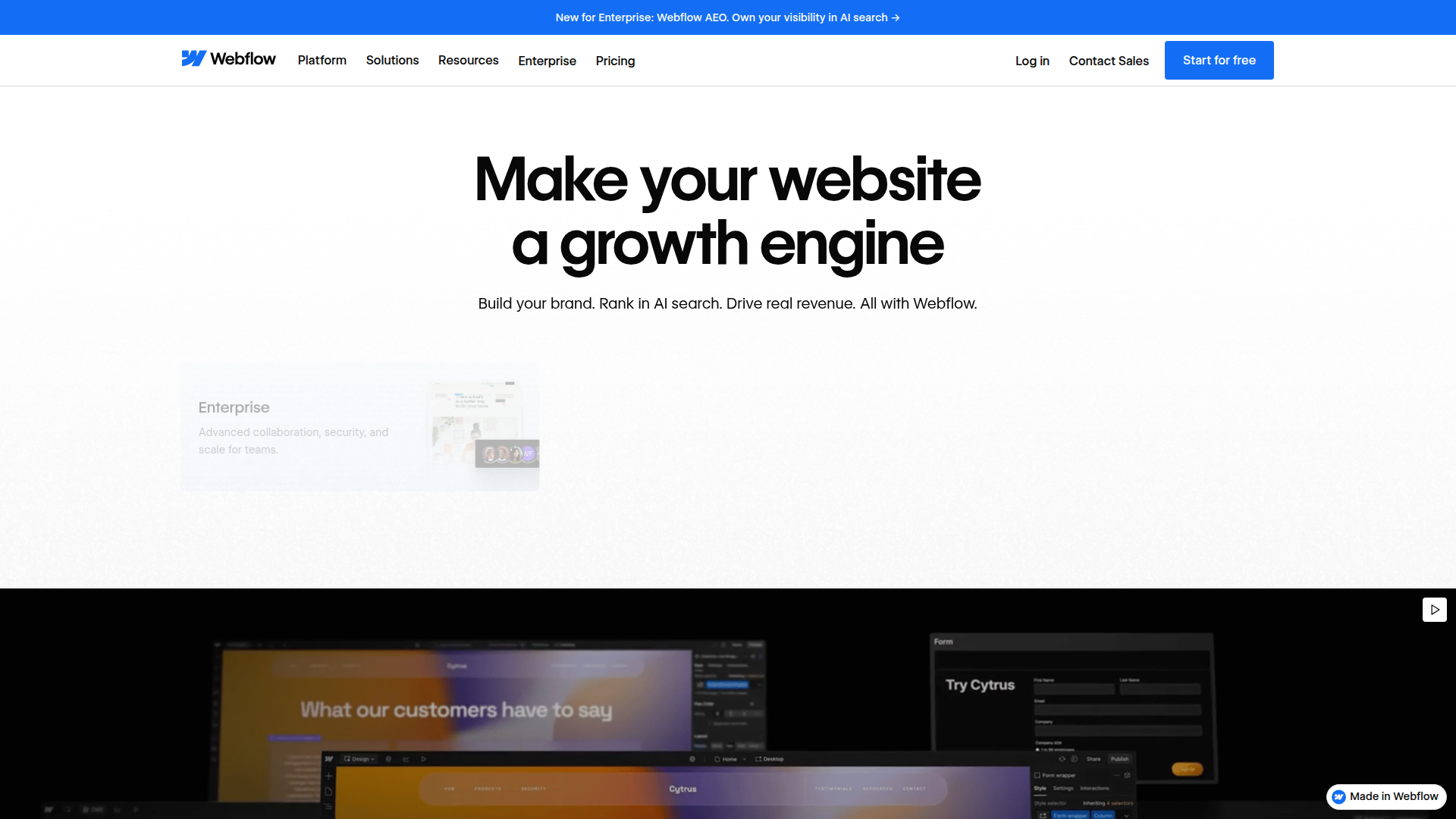 Webflow homepage