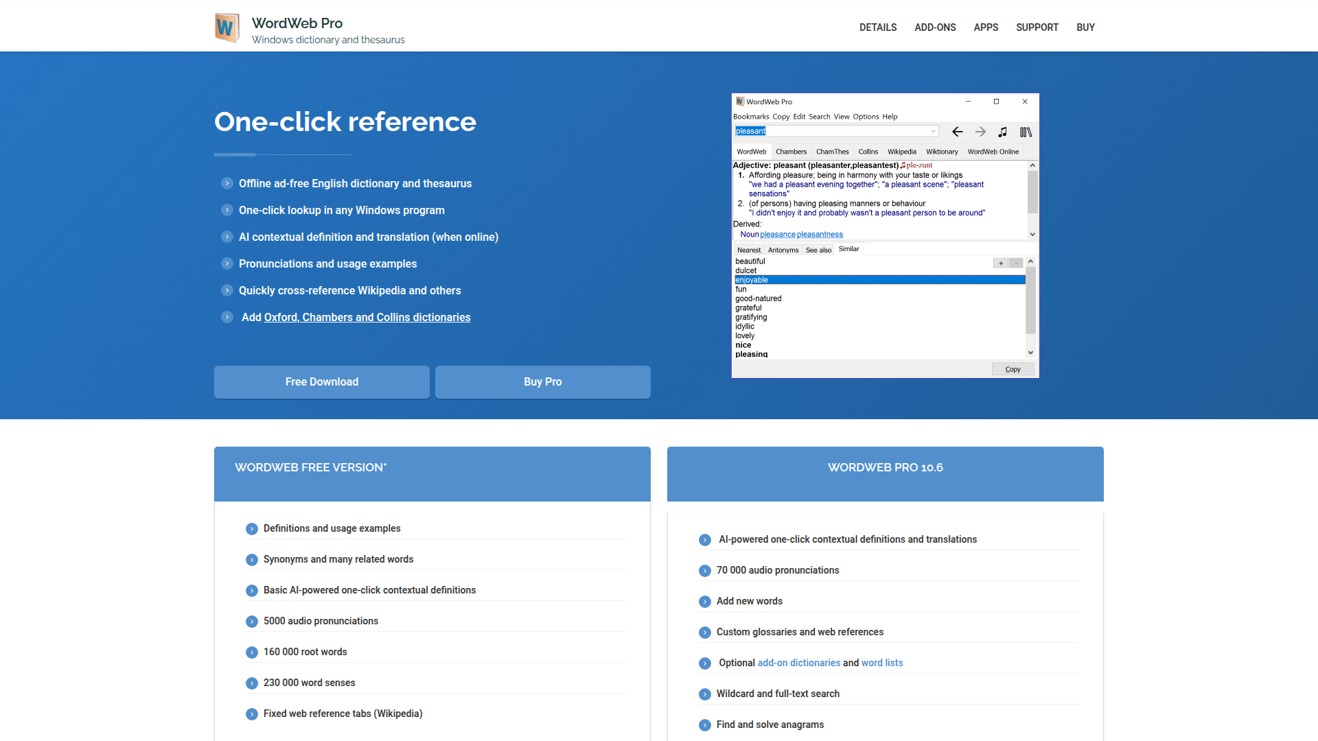 WordWeb homepage
