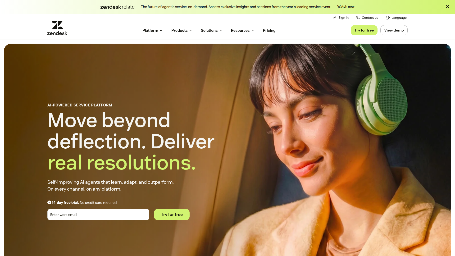 Zendesk homepage